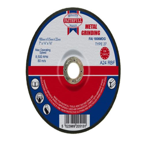 Faithfull Metal Grinding Disc 180x6.5x22mm