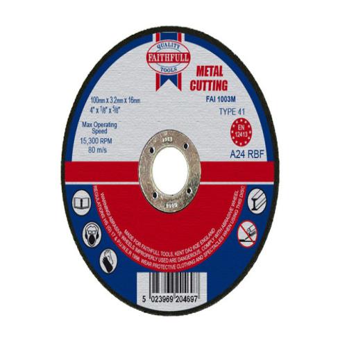 Faithfull FAI1003M Cut Off Disc for Metal 100 x 3.2 x 16mm 