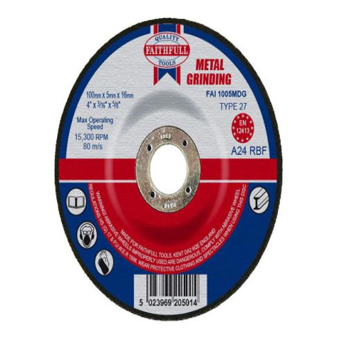 Faithfull Metal Grinding Disc 100 X 5 X 16mm