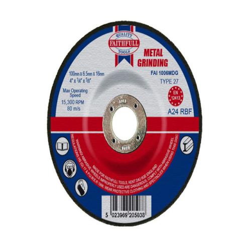 Faithfull Metal Grinding Disc 100x6.5x16mm