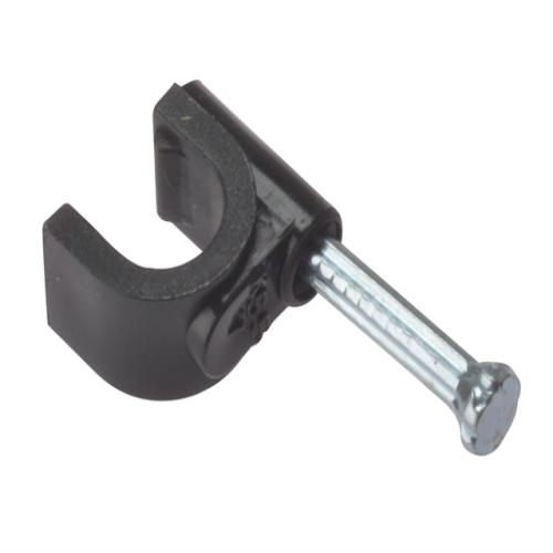 Forgefix Cable Clip Round Coax Black 6 - 7mm