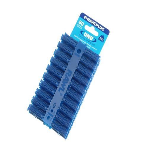Rawlplug Blue Uno Plugs 8 X 32mm Card Of 80