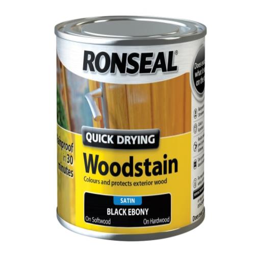 Ronseal Quick Drying Woodstain Satin Ebony 25