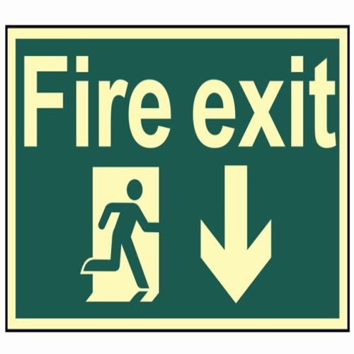 Scan Fire Exit Running Man Arrow Down