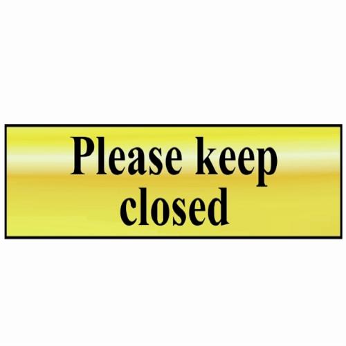 Scan Please Keep Closed Polished Brass Effect