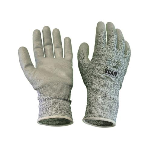 Scan Grey Pu Coated Cut 5 Liner Gloves Xl
