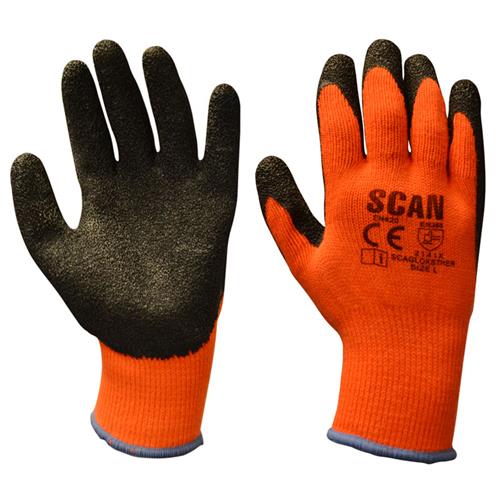 Scan Hi-vis Latex Thermal Gloves (5 Pairs)
