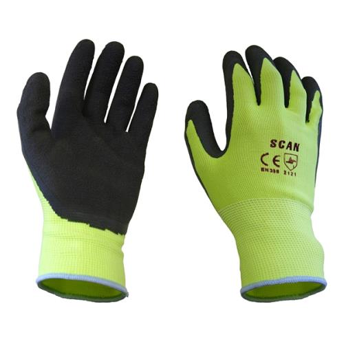 Scan Yellow Foam Latex Coated Glove 13g Large