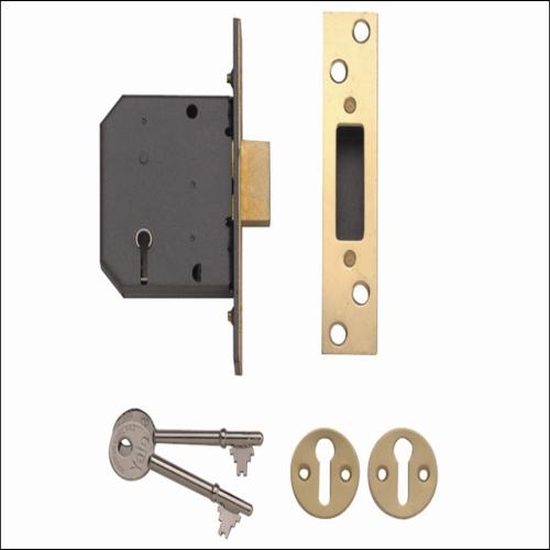 Yale Pm552 5 Lever Deadlock Smooth Brass 2.5